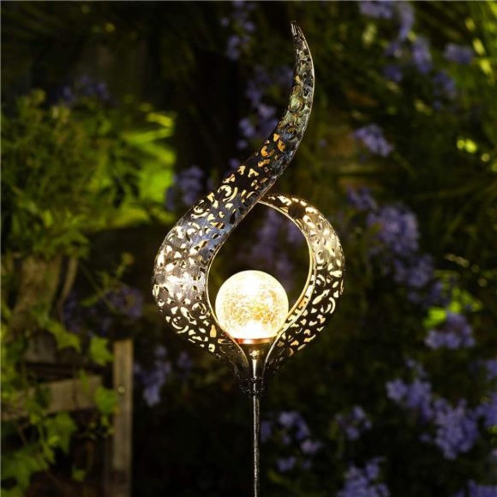 Outdoor Solar Lights Garden Stake Lights, Crackle Glass Globe,Waterproof LED